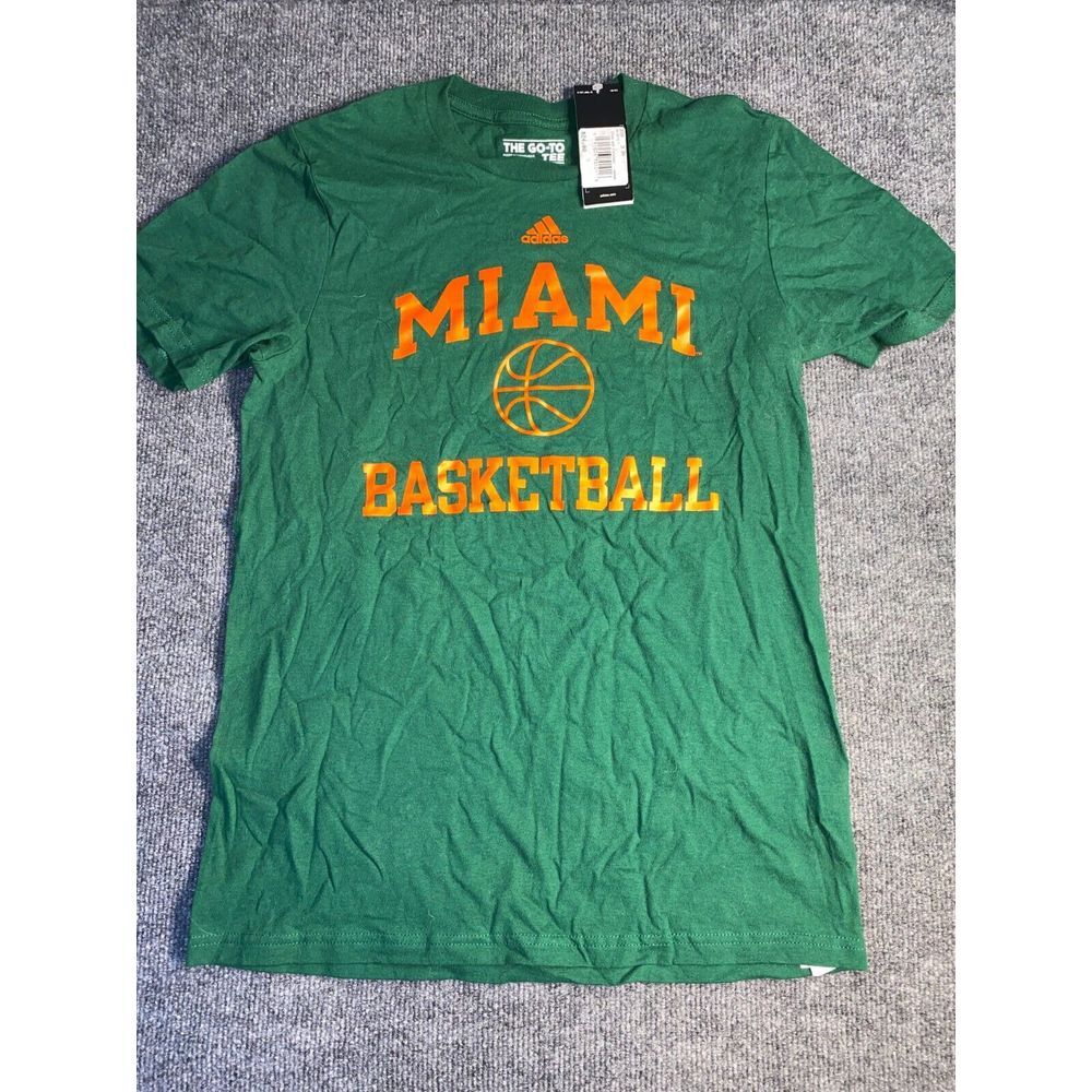 Miami Heat Adidas Tee Shirt Basketball Mens Small Green Crew Neck Swoosh Logo